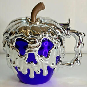 Disney Parks 100th Yr Snow White Poison BLUE Chrome Top Apple Mug Cup Filp Lid